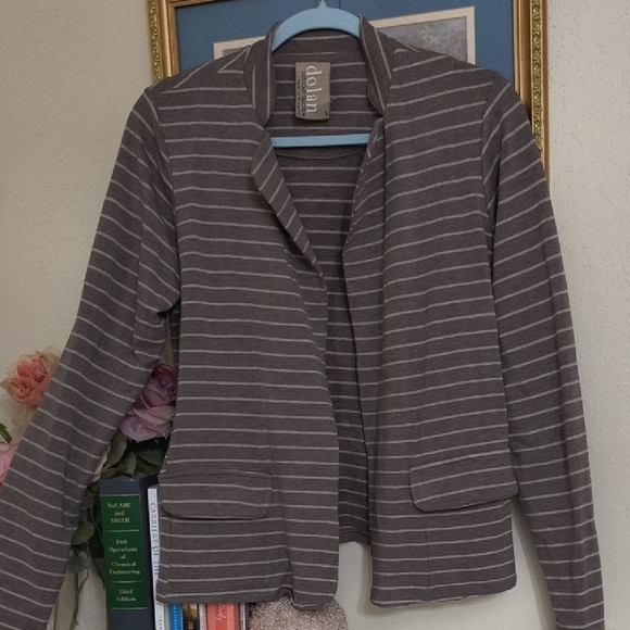 Anthropology Dolan Charcoal Striped Blazer Jacket Career Contemporary Sweater - Picture 2 of 13